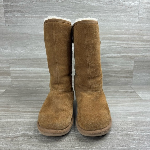 Ugg Allegra Double Bow Chestnut Shearling Mid Boots Womens Size 6 - Picture 2 of 14